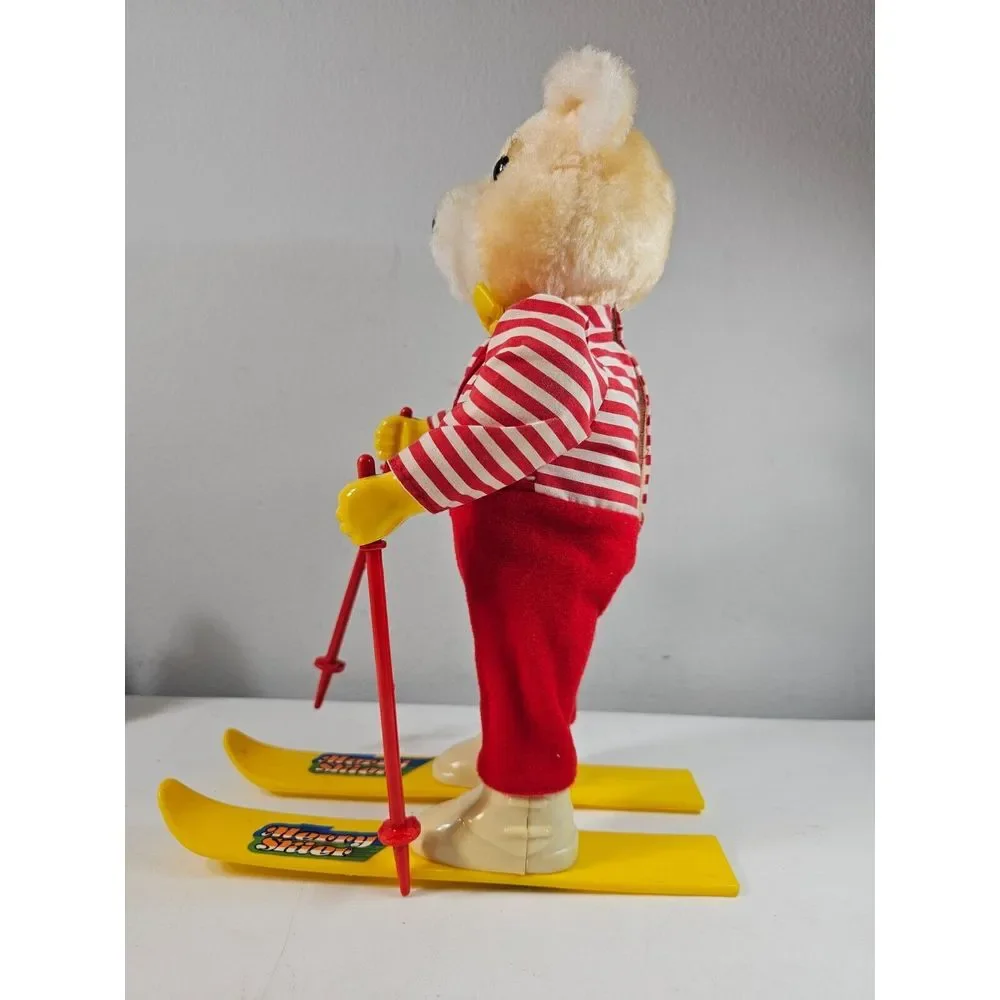 Vintage Merry Skier Animated Skiing Bear Plays‎ Music With Box - As Is  - Read